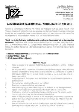 24Th STANDARD BANK NATIONAL YOUTH JAZZ FESTIVAL 2016