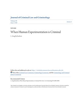 When Human Experimentation Is Criminal L