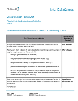 Broker-Dealer Records and Retention Chart (Document)