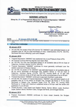 Sitrep No.07 Re Preparedness Measures for Tropical