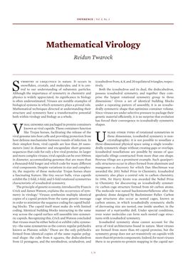 Mathematical Virology Reidun Twarock