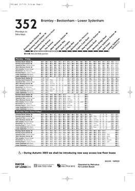 352 Bromley - Beckenham - Lower Sydenham Mondays to Saturdays