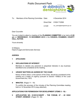 (Public Pack)Agenda Document for Planning Committee, 10/12/2014 09:30