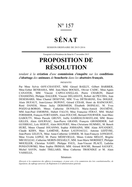 Sénat Proposition De Résolution