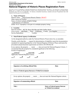 Point Fermin Historic District National Register Nomination Form