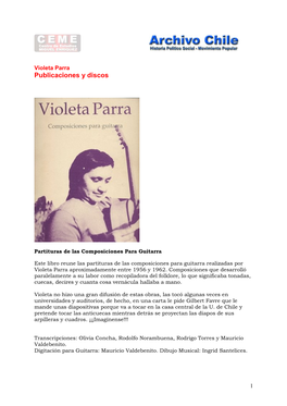 Violeta Parra Publicaciones Y Discos