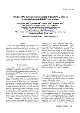 Study on the Surface Characteristics of Parylene-C Films in Inductively Coupled O2/CF4 Gas Plasma