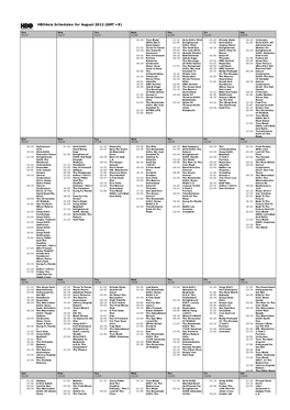 Hboasia Schedules for August 2012 (GMT +8)