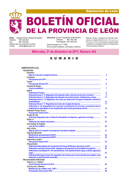 Boletín Oficial De La Provincia De León