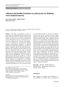 Adhesion and Biofilm Formation On