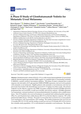 A Phase II Study of Glembatumumab Vedotin for Metastatic Uveal Melanoma