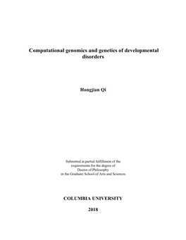 Computational Genomics and Genetics of Developmental Disorders