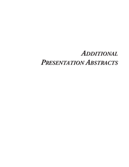 Additional Presentation Abstracts Abstracts for the 2010 Human Dimensions of Wildland Fire Conference Proceedings