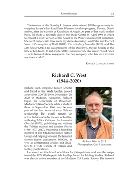 Richard C. West (1944-2020)