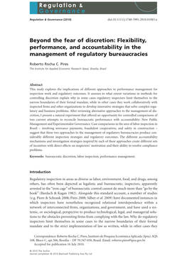 Beyond the Fear of Discretion: Flexibility, Performance, and Accountability in the Management of Regulatory Bureaucracies