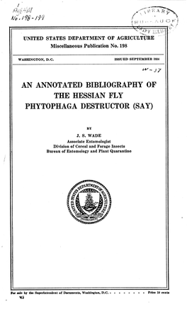 An Annotated Bibliography of the Hessian Fly Phytophaga Destructor (Say)