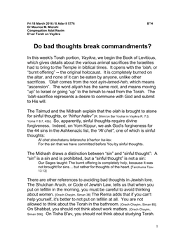 Do Bad Thoughts Break Commandments?