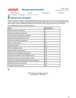 Message Networking Help Maintenance Print Guide