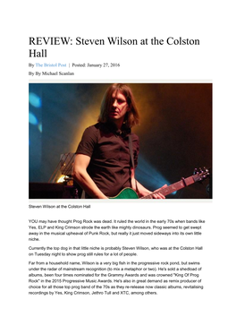 Steven Wilson at the Colston Hall by the Bristol Post | Posted: January 27, 2016 by by Michael Scanlan