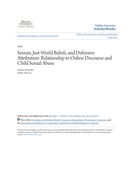 Sexism, Just-World Beliefs, and Defensive Attribution: Relationship to Online Discourse and Child Sexual Abuse Andrea M