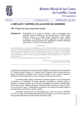 VIII Legislatura 4. IMPULSO Y CONTROL DE LA ACCIÓN DE