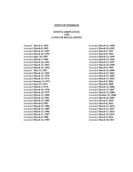 Land Use Regulations and Zoning Ordinance