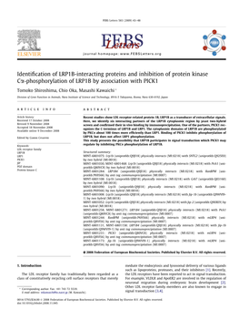 Identification of LRP1B-Interacting Proteins and Inhibition of Protein