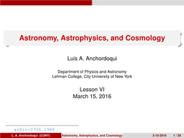 Astronomy, Astrophysics, and Cosmology