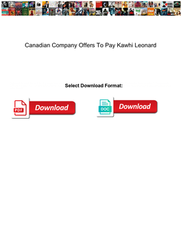 Canadian Company Offers to Pay Kawhi Leonard
