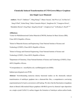 Chemically Induced Transformation of CVD-Grown Bilayer Graphene Into Single Layer Diamond