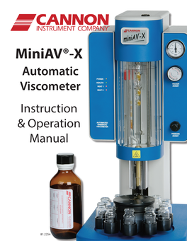 Miniav®-X Automatic Viscometer Instruction & Operation Manual