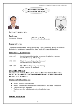 Curriculum Vitae (Dr Rafienia)