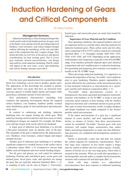 Induction Hardening of Gears and Critical Components