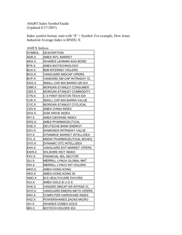 Ablert Index Symbol Guide (Updated 8/27/2007) Index Symbol