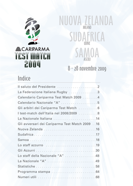 MEDIA GUIDE Cariparma Test Match 2009 FEDERAZIONE ITALIANA RUGBY