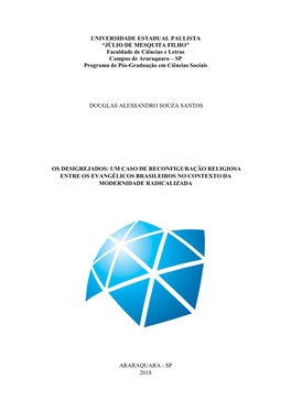 Faculdade De Ciências E Letras Campus De Araraquara – SP Programa De Pós-Graduação Em Ciências Sociais