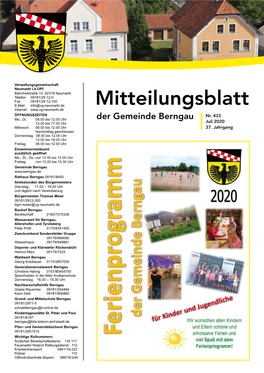 Mitteilungsblatt Internet ÖFFNUNGSZEITEN Der Gemeinde Berngau Nr