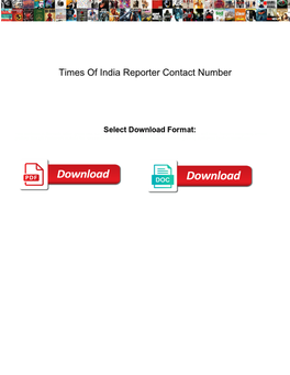 Times of India Reporter Contact Number