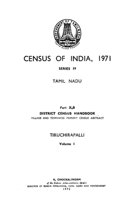 District Census Handbook, Thanjavur, Part X-B, Vol-I, Series-19
