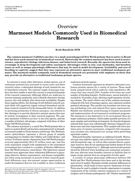 Marmoset Models Commonly Used in Biomedical Research