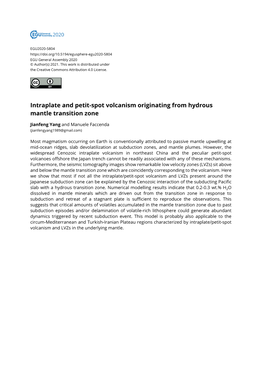 Intraplate and Petit-Spot Volcanism Originating from Hydrous Mantle Transition Zone