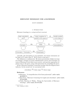 KHOVANOV HOMOLOGY for 4-MANIFOLDS 1. Introduction