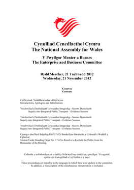 Cynulliad Cenedlaethol Cymru the National Assembly for Wales