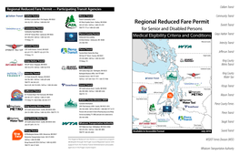 Regional Reduced Fare Permit — Participating Transit Agencies