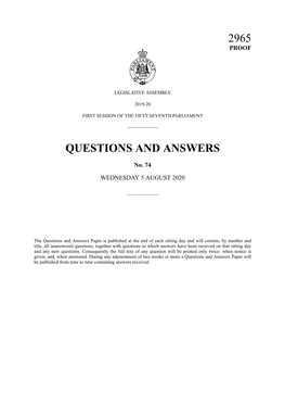 Questions and Answers 2965