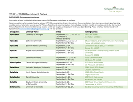 2017 – 2018 Recruitment Dates DISCLAIMER: Dates Subject to Change