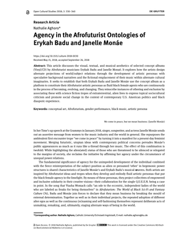 Agency in the Afrofuturist Ontologies of Erykah Badu and Janelle Monáe