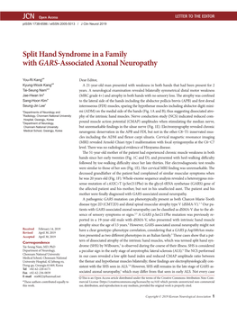 Split Hand Syndrome in a Family with GARS-Associated Axonal Neuropathy