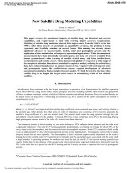 New Satellite Drag Modeling Capabilities