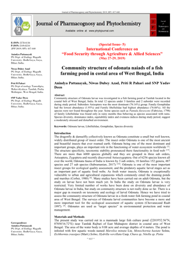 Community Structure of Odonata Naiads of a Fish Farming Pond In